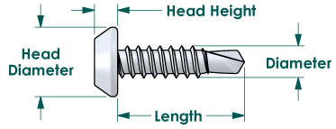 Phillips pan head framing self drilling dimensions