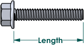 Flange bolt length is measured from the bottom of the flange to the end of the bolt.
