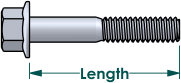 Flange bolt length is measured from the bottom of the flange to the end of the bolt.