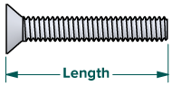Flat head machine screw length is measured from the top of the head to the end of the screw.